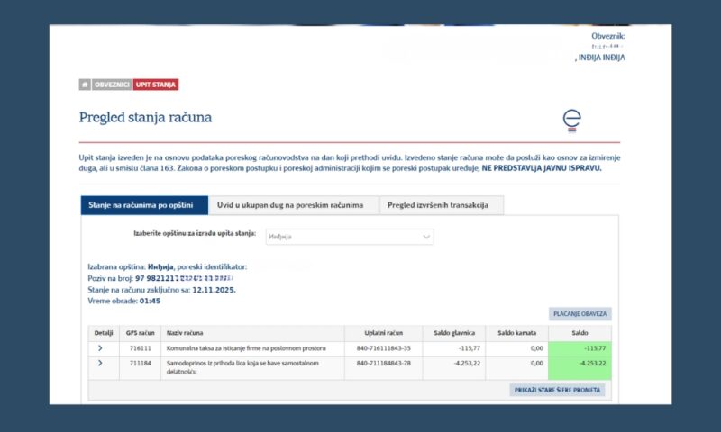 Pregled poreskih obaveza