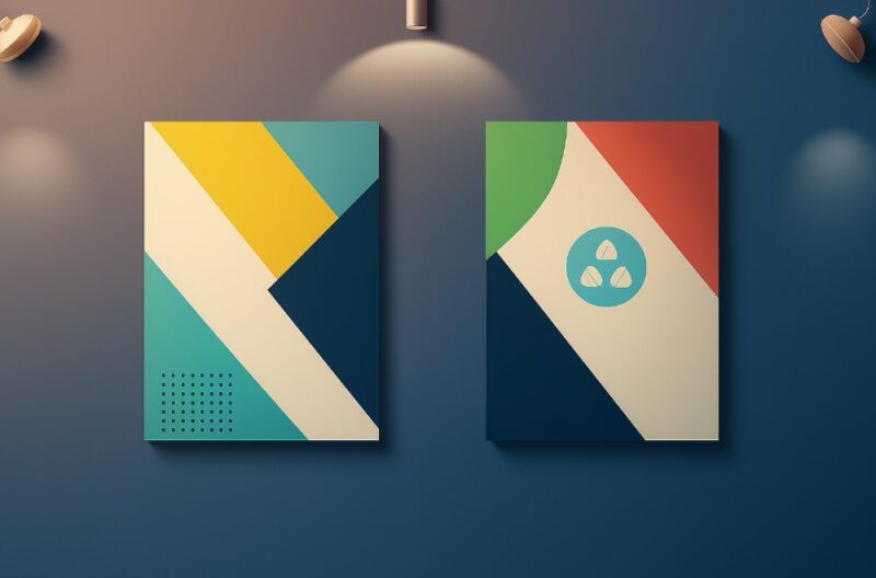 Dva savremena promo flajera u različitim bojama i apstraktnim dizajnima