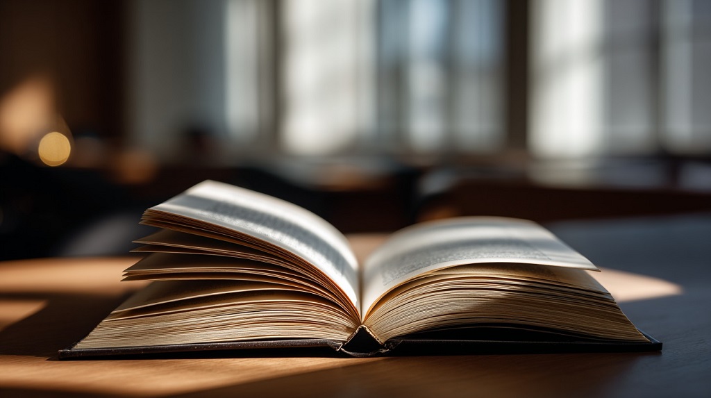 Otvorena knjiga na stolu u sudnici